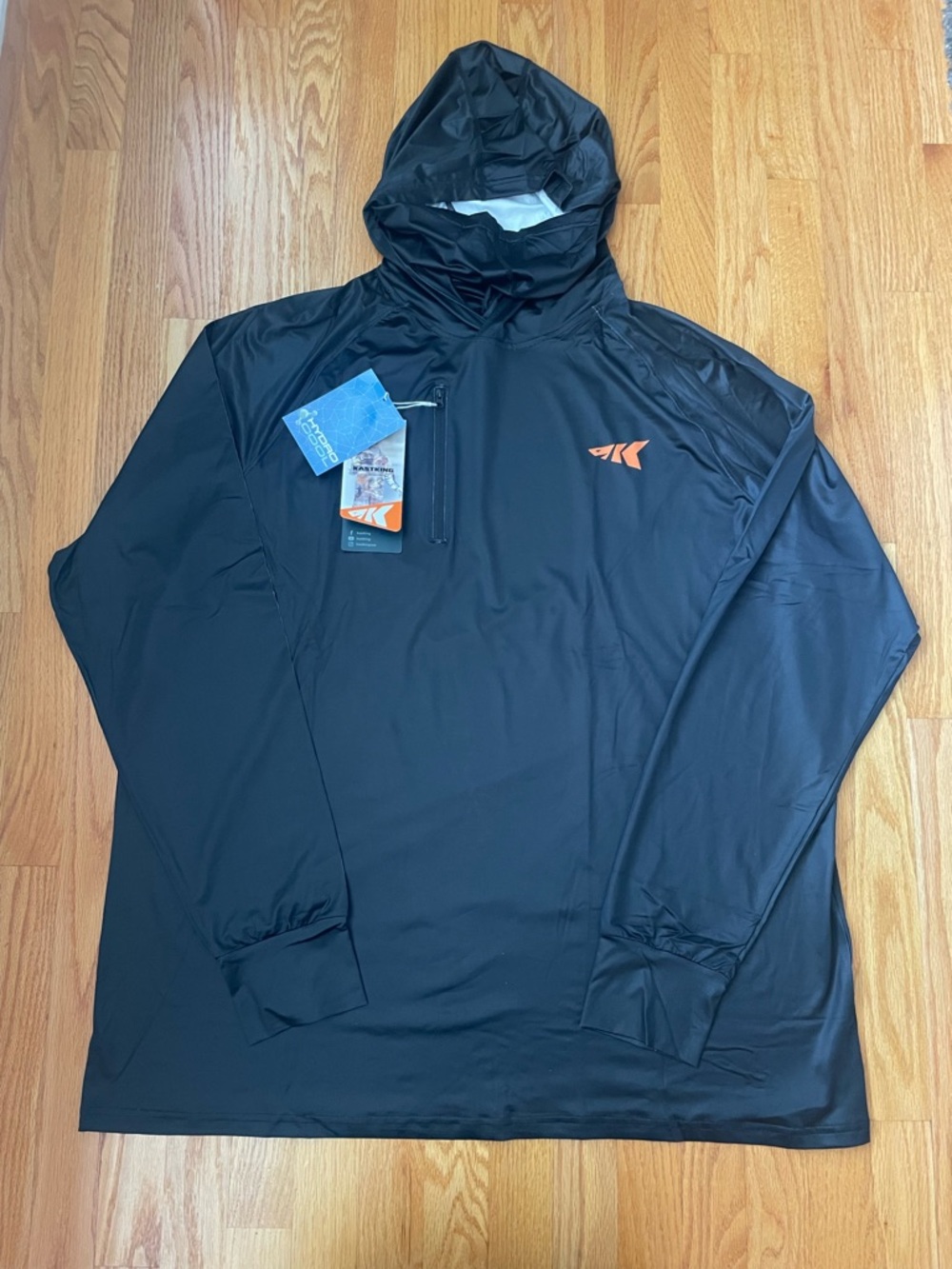 NWT! Kastkjng Black Hooded Fishing Pullover